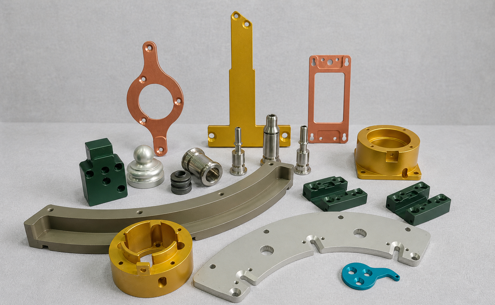 Precision CNC machined metal components with smooth polished finish